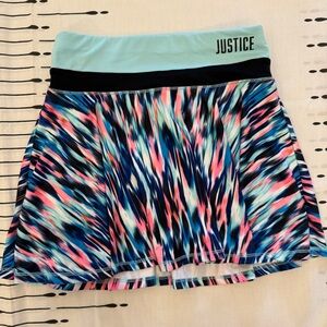 Justice Blue and Pink Patterned Skater Skirt